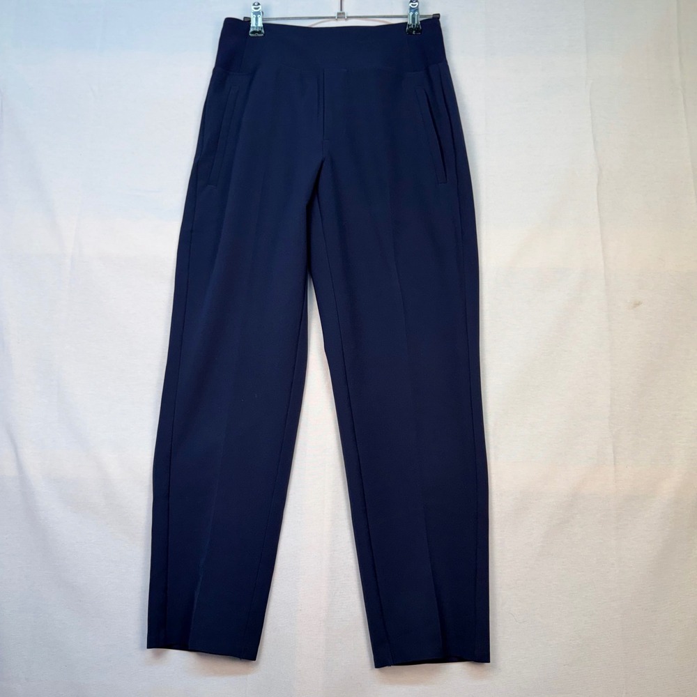 Athleta Brooklyn Ankle Pants Navy Blue High Rise Straight Leg Size 0P Petite